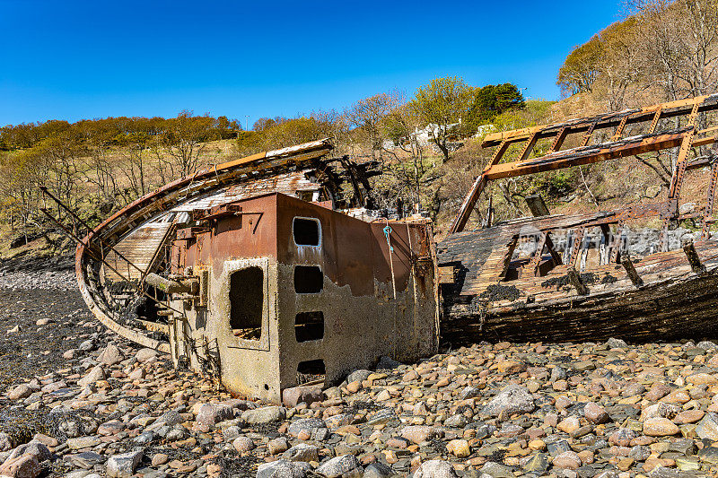 Diabaig village shipwreck, Torridon湖，苏格兰